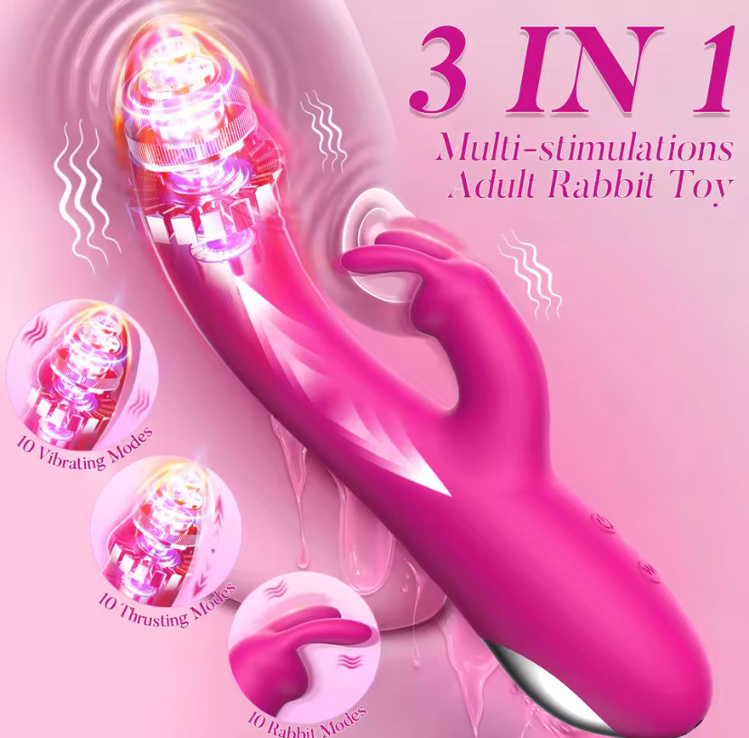 Rabbit Thrusting Vibrator 10 Vibrating Thrusting G Spot Vibrator Anal Dildo with Liquid Silicone Vaginal Massage Adult Sex Toys_img_2