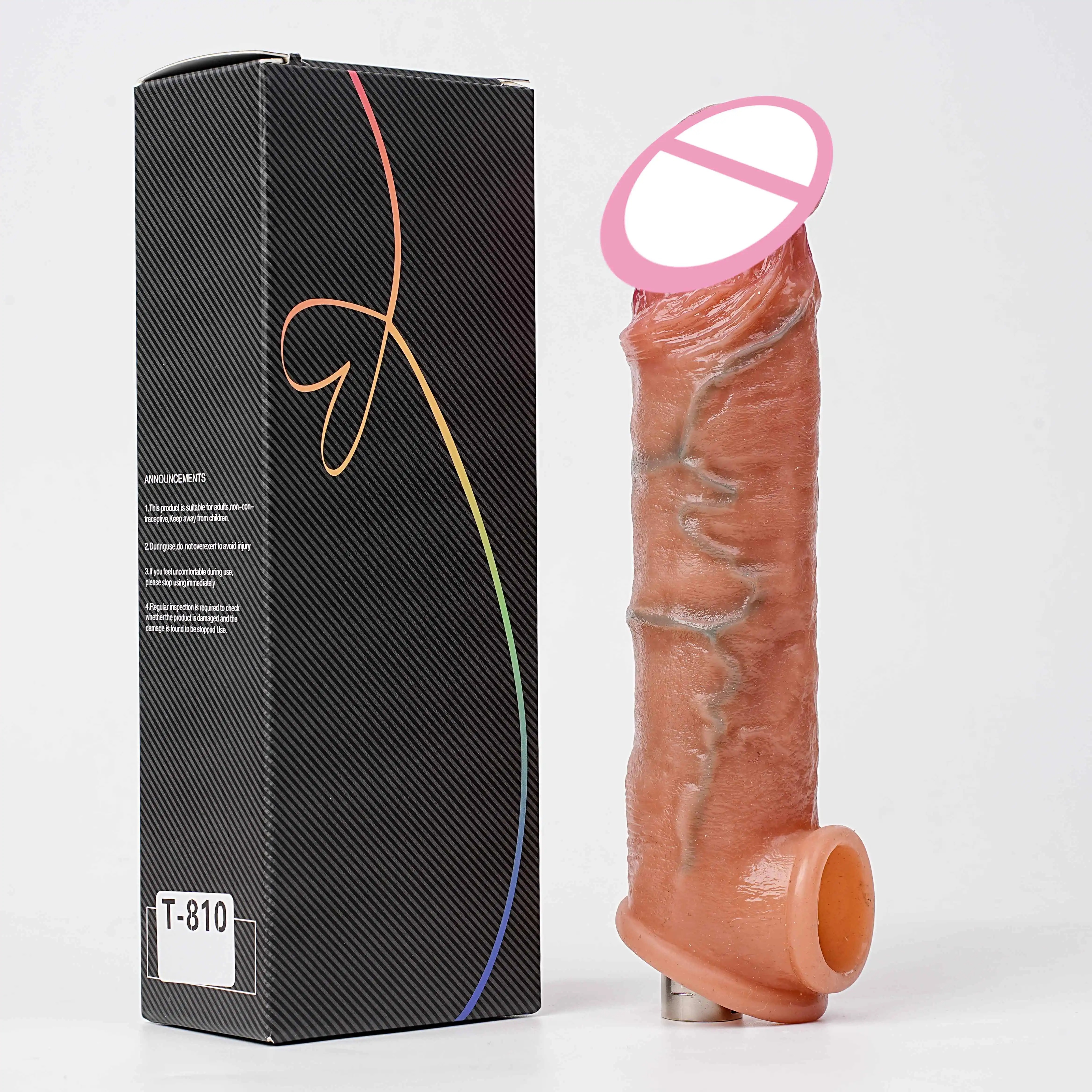 Realistic Penis Sleeve Reusable Condoms Dick Enlargement Delay Ejaculation Extender Dildo Enhancer Male Cock Sex Toys