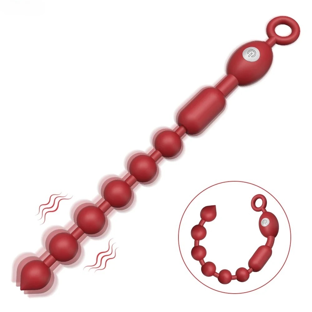 Vibrating Anal Beads Prostate Massager Flexible Silicone Plug Vibrador adult sex toys For Men Women Anal Stimulation