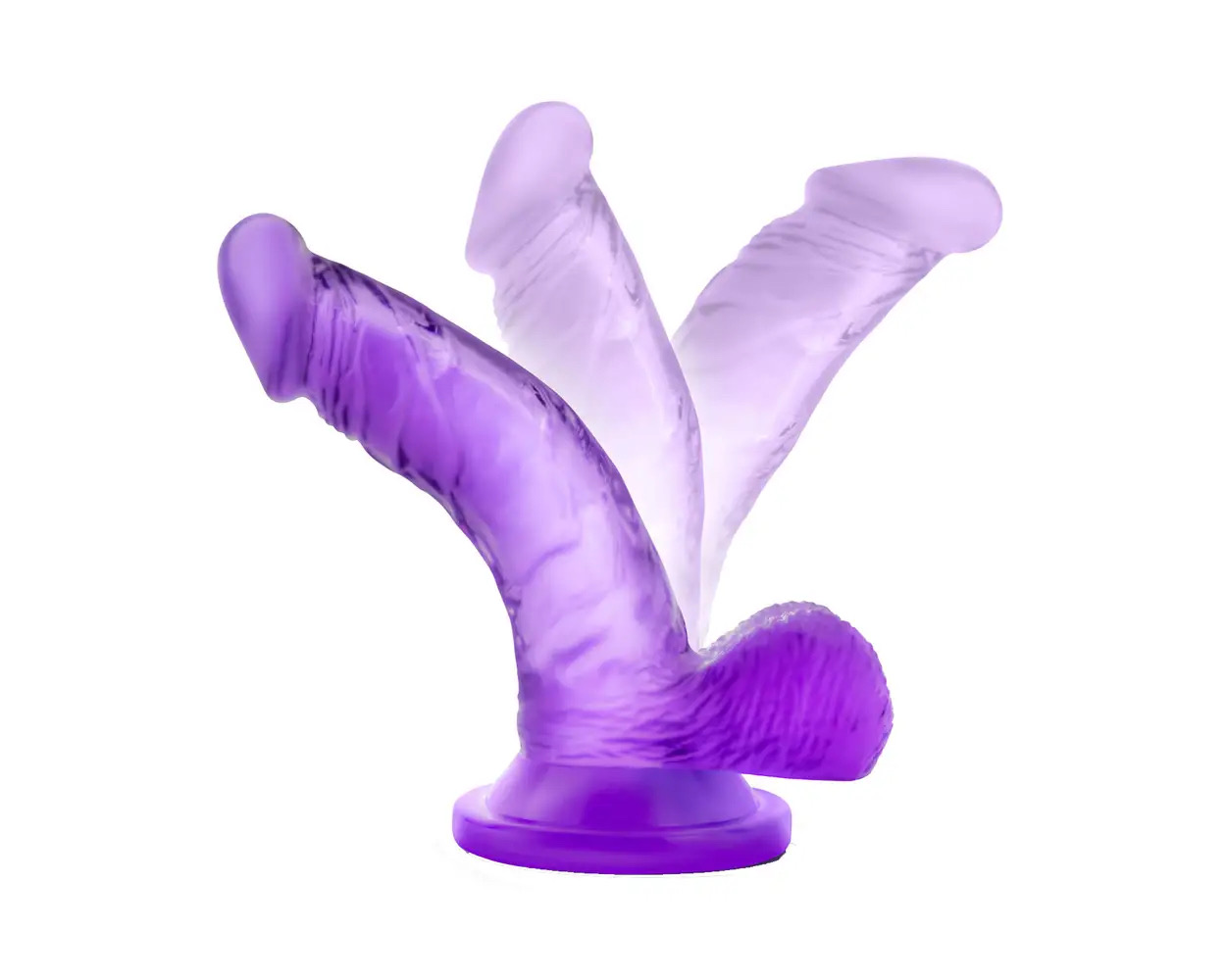 NATURALLY YOURS - 4-INCH MINI COCK DILDO WITH BALLS PURPLE_img_4