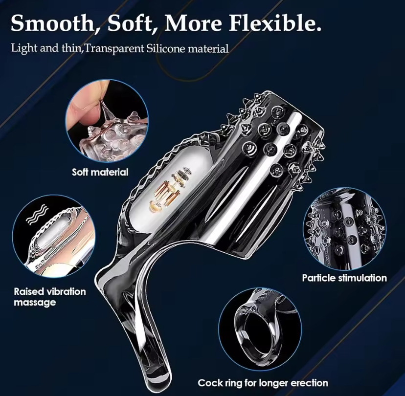 Vibrating Cock Ring for Men Silicone Penis Vibrator Intense Mens Vibrator Longer Harder Stronger Erection Adult Sex Toy for Men_img_5