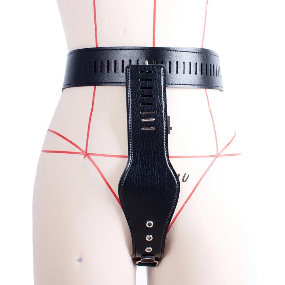 All-Weather Leather Female Training Chastity Belt with T-Shaped Wearable Chastity Pants Adjustable BDSM Couple Sex_img_3