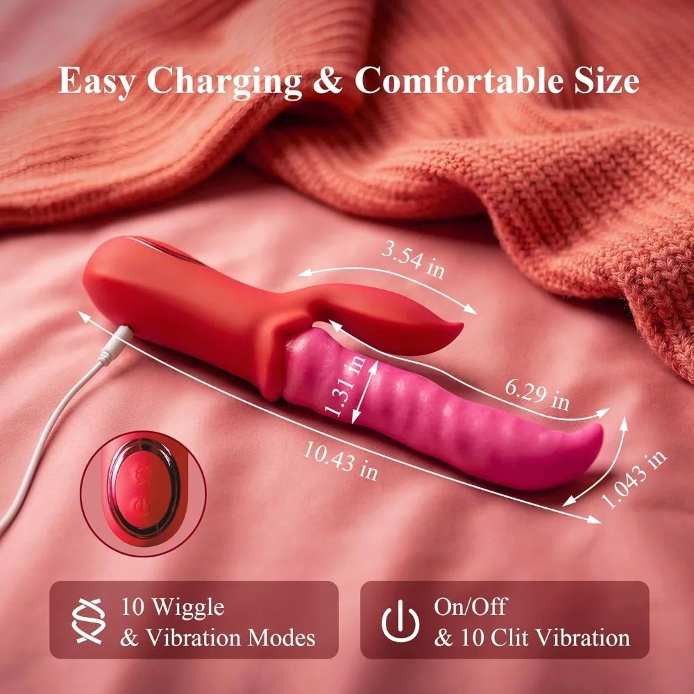 2IN1 Wave Thrusting Dildo for Women Tongue Finger Pressing Clit Stimulation Vibrator Vagina Licking Sex Toys Female Masturbator_img_5