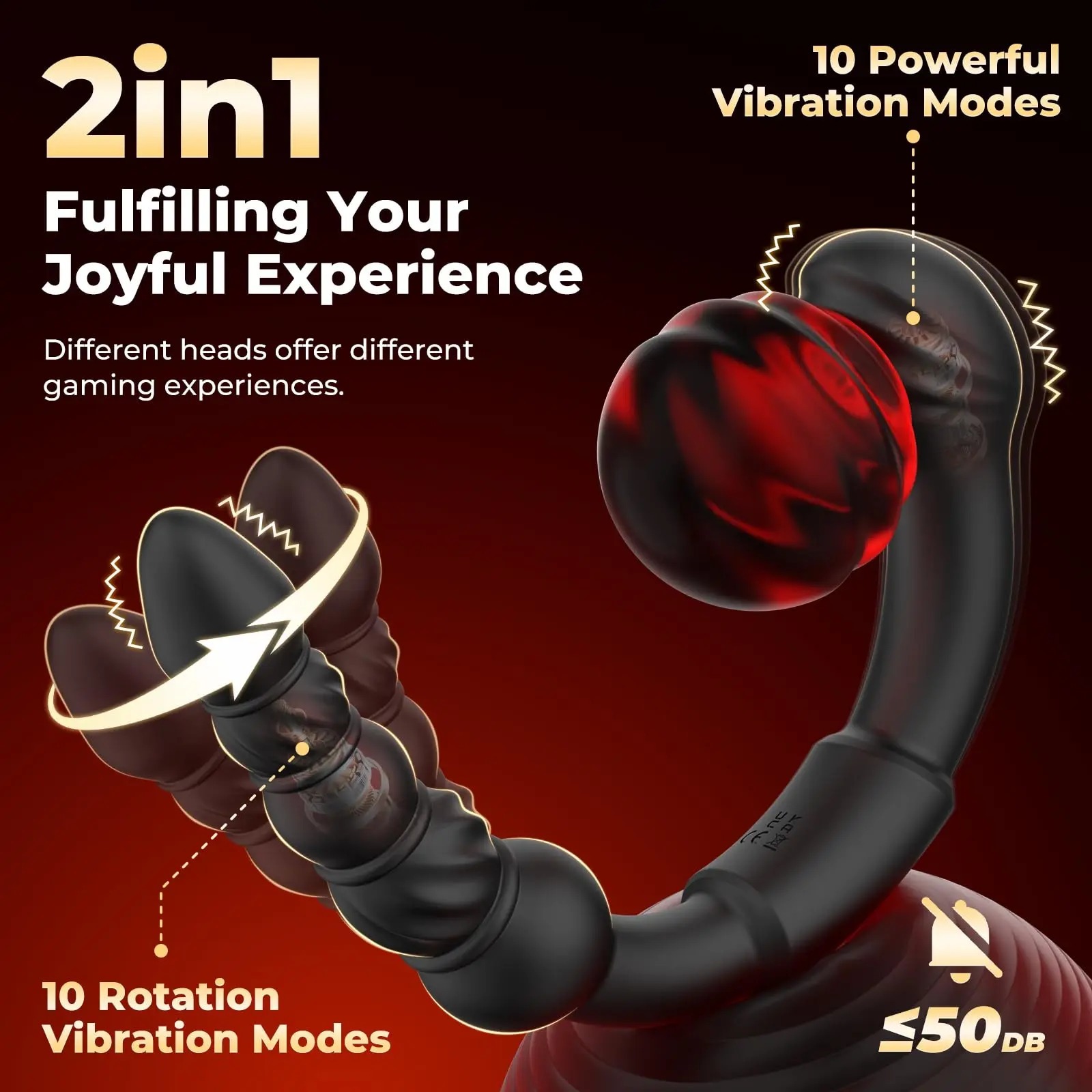 Dual-Ended Vibrating Prostate Massager Curved Anal Dildo Butt Plug Vibrator Rotation Anal Beads Adult Sex Toys for men_img_4