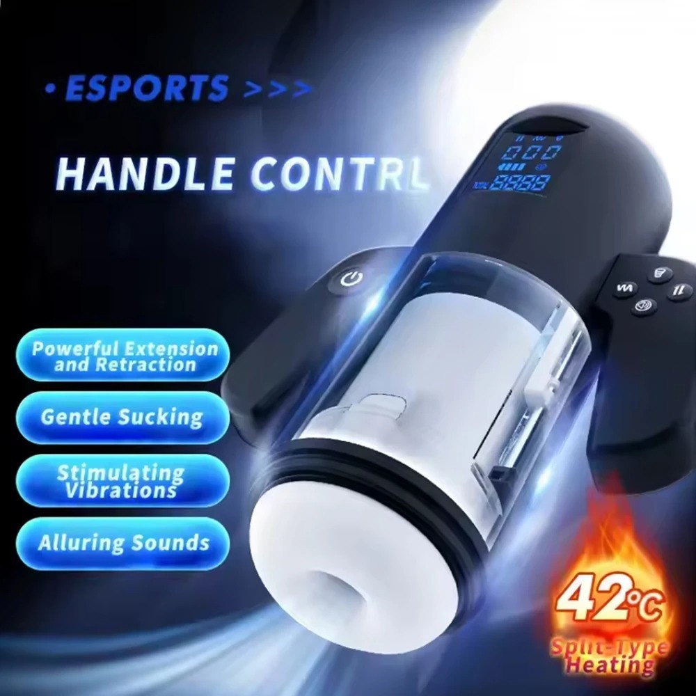 3 IN 1 Automatic Sucking Male Masturbation Cup with Handle Double layer telescopic Male Stroker Pocket Pussy Adult Toy for Men_img_5