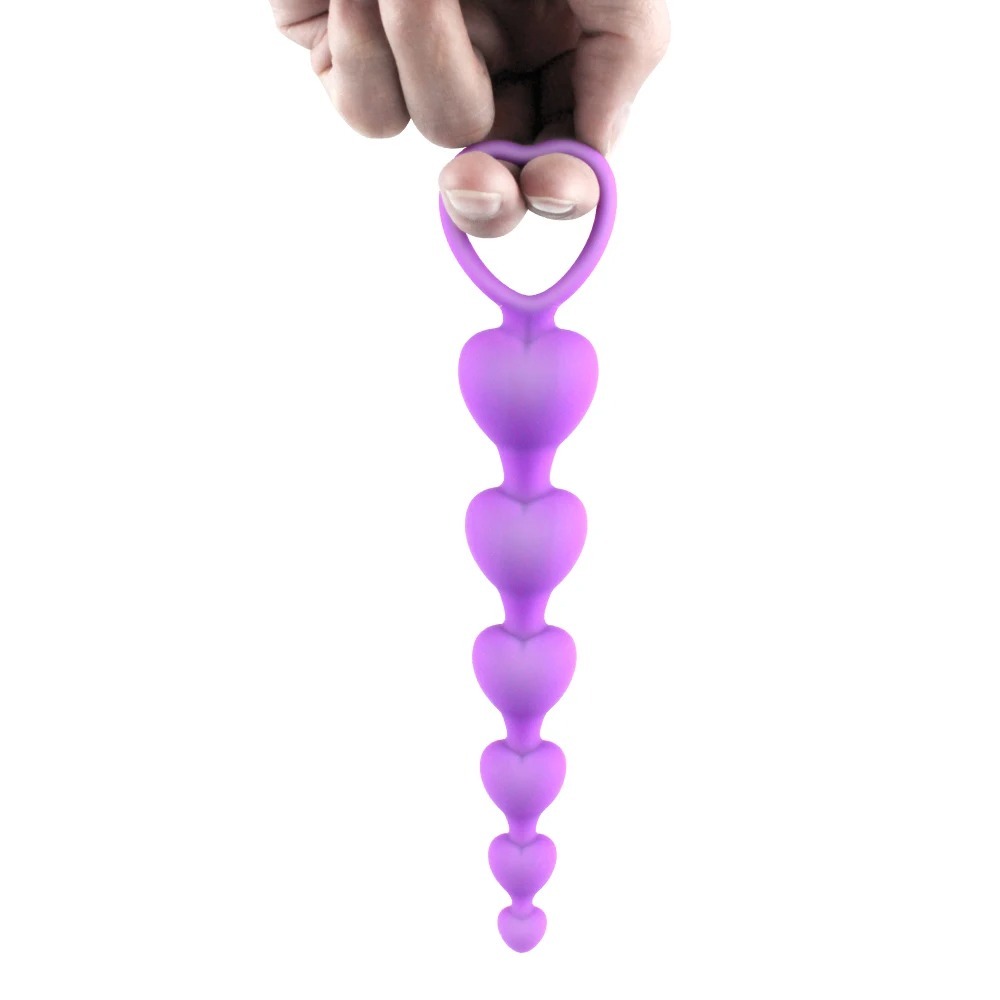 Flexible Silicone Long Anal Beads Butt Plug Heart Shape Waterproof Anal Sex Toy for Man Women Couple No Vibrator Bullet Sex Shop_img_3