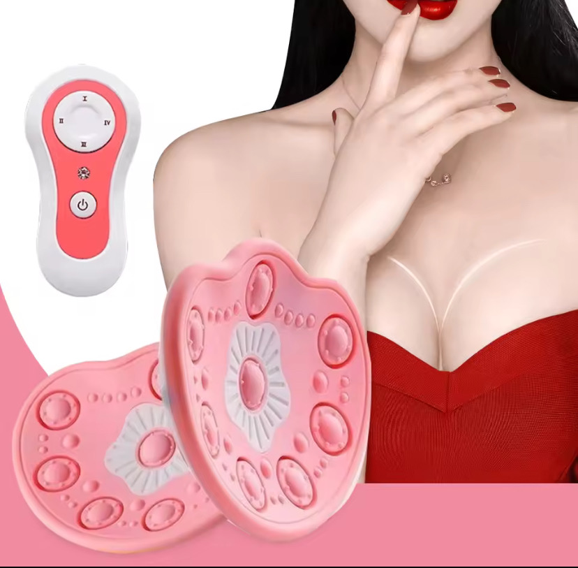 1PCS Electric Breast Massager with Heating&Smart Vibration USB Charging Wireless Remote Anti-Sagging Care Silicone Pad for Women