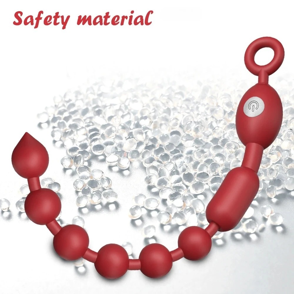 Vibrating Anal Beads Prostate Massager Flexible Silicone Plug Vibrador adult sex toys For Men Women Anal Stimulation_img_5