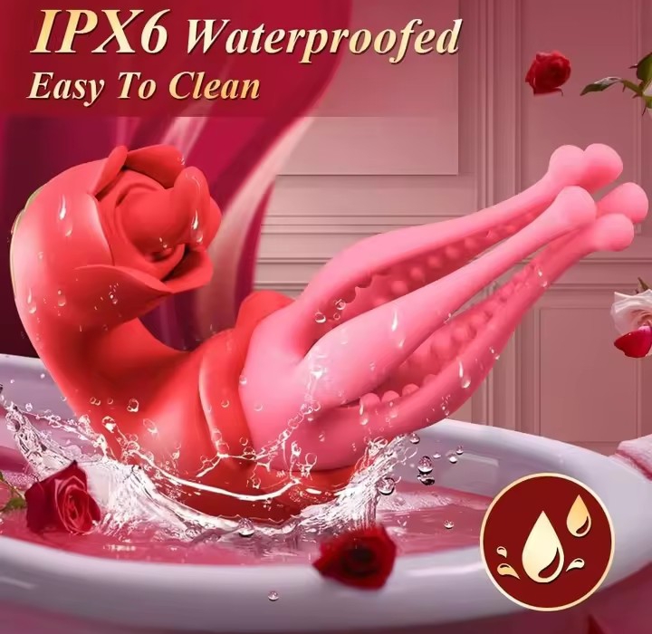 Rose Vibrador for Women 3-in-1 Tongue Licking G Spot Vibrator Clitoral Nipple Stimulator Adult Sex Toys Penis Massage_img_3
