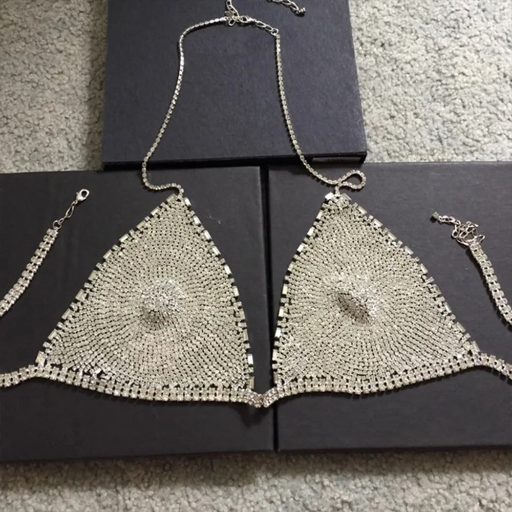 Fashionable Sexy Diamond-Studded Bras Sparkling Body Chains Nightclub Wear Props Adjustable Couple Sex_img_5