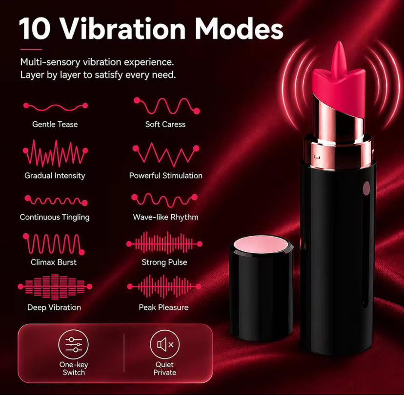 Tongue Tip Lipstick Vibrator New 10 Modes Clitoral Stimulator Nipple Massager Low Noise Portable Sex Toys for Adult Women_img_1