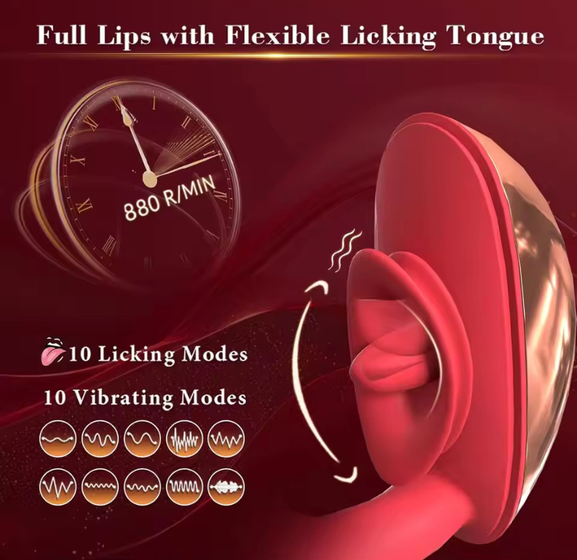 Vibrator with Tongue Licking Clitoral  Clitoris Vibrators with 10 Licking Vibrating Modes Rabbit Clit Sex Toy Dildo for Women_img_3