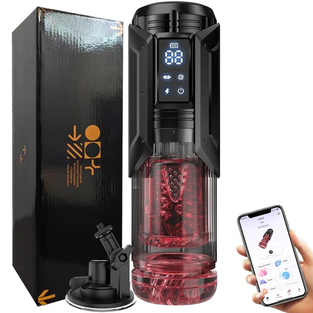 Penis Pump Pocket Pussies With Vacuum Pump LCD Male Masturbator Thrusting Rotating Vibrating Sucking 3D Stroker Mens Sex Toys_img_3