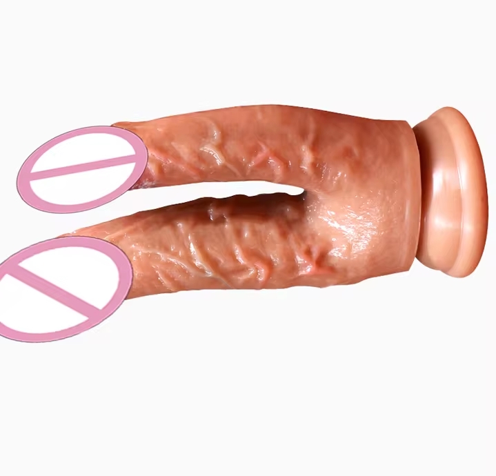 Realistic Double Headed Dildo Couples Penetration Device with Anal Vaginal Stimulation Penile Sucker Big Penis Sex Toy for Women