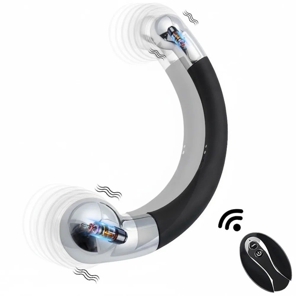 Double Ended Vibrating Anal Hook Butt Plug Stainless Steel G Spot Wand Prostate Massage Vagina Stimulator Sex Toys for Men Women