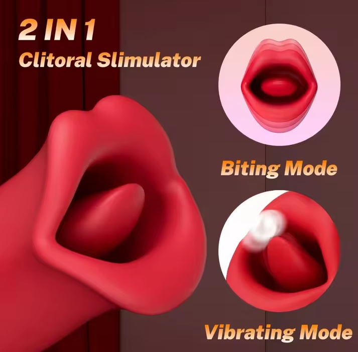 Realistic Oral Stimulator Vibrator, 3D Mouth & Tongue Licking, Sucking & Vibration Adult Sex Toys for Clitoris & Nipple_img_1