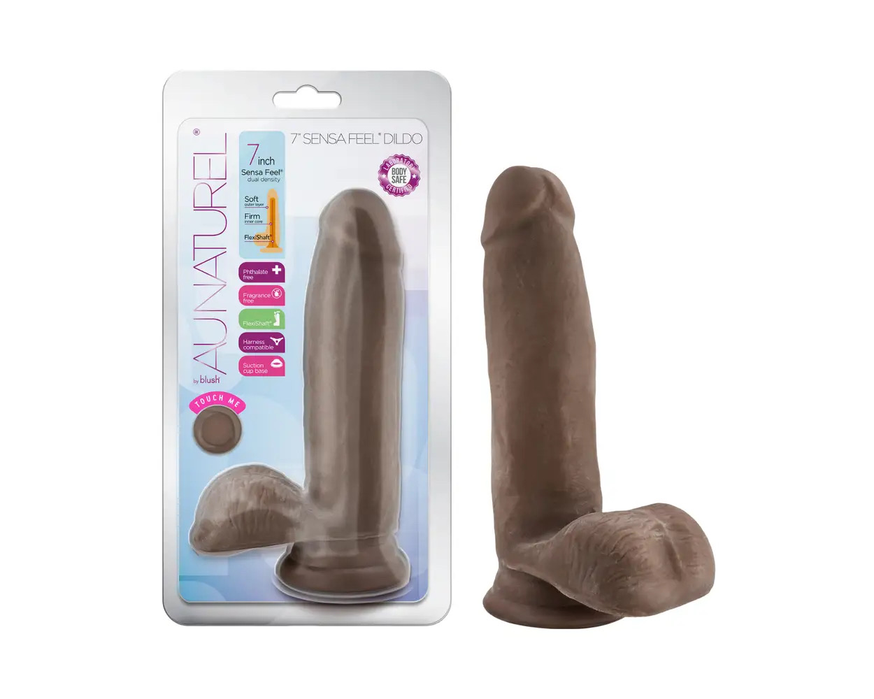 AU NATUREL - 7-INCH SENSA FEEL DILDO CHOCOLATE