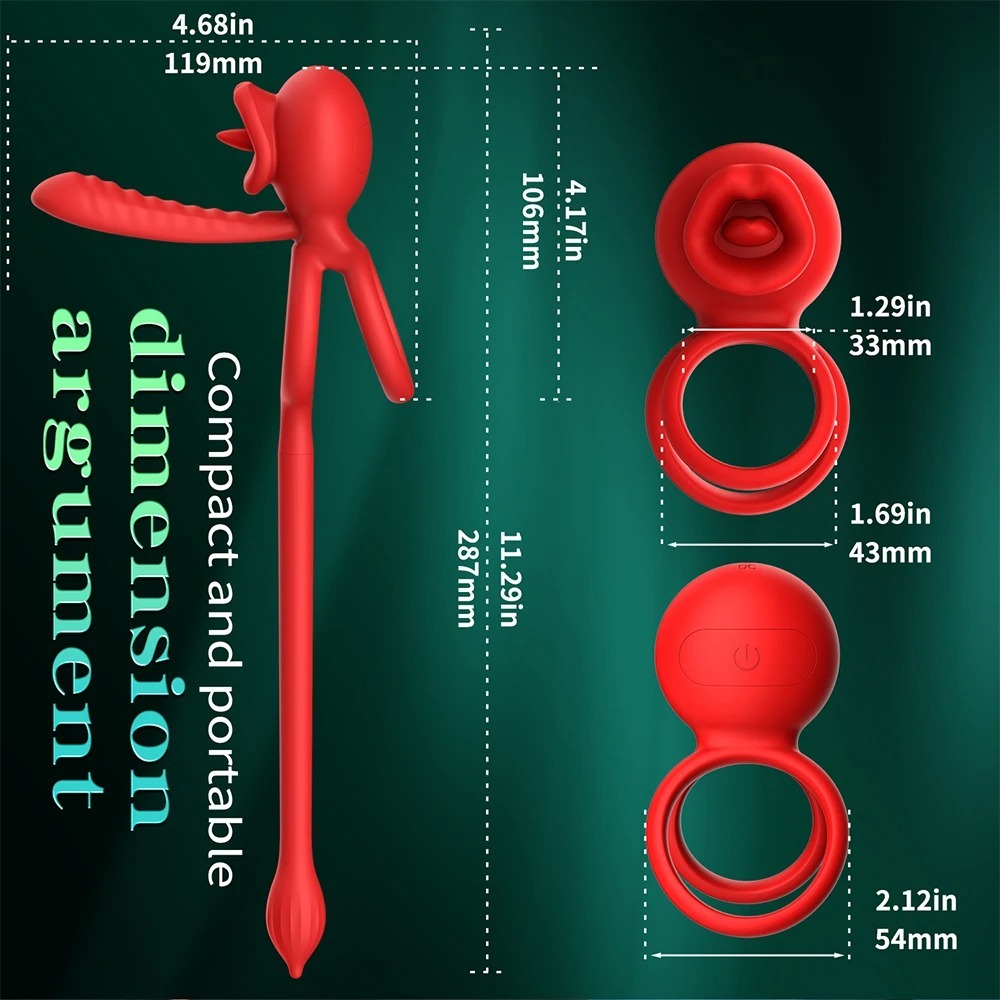 App Vibrating Penis Ring Vibrator with Sexy Licking Mouth G Spot Clitoral Stimulator Cock Rings Couples Adult Sex Toys for Men_img_2