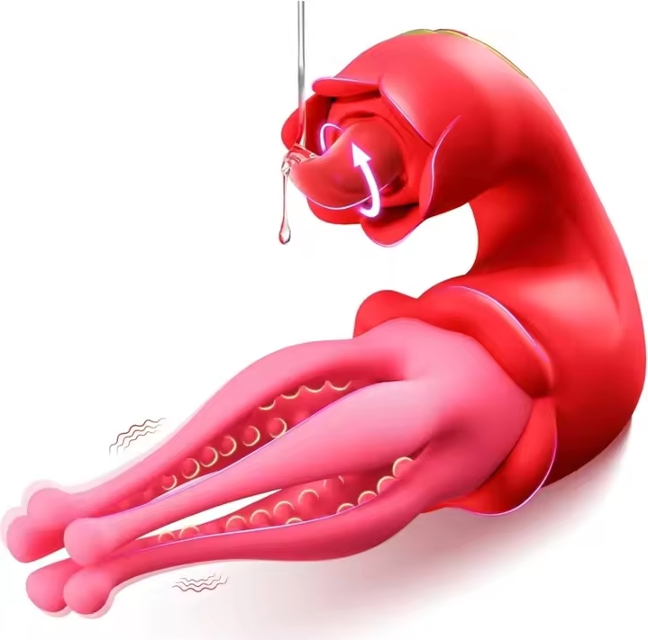 Rose Vibrador for Women 3-in-1 Tongue Licking G Spot Vibrator Clitoral Nipple Stimulator Adult Sex Toys Penis Massage