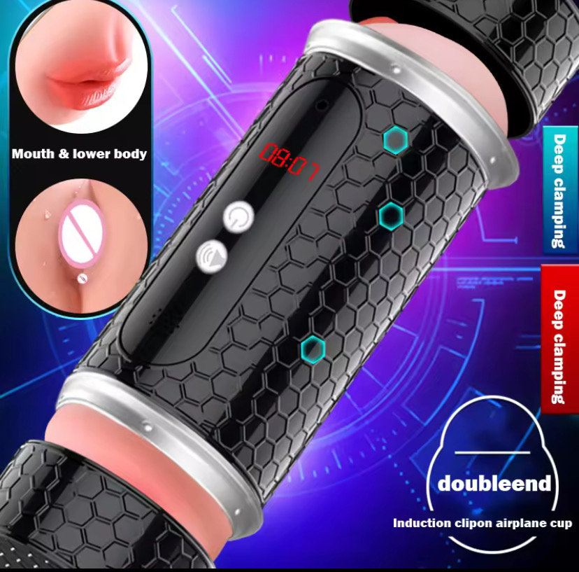 2 In 1 Automatic Male Masturbator Cup Soft Tight Pussy Blowjob Vaginal and Mouth Mold Vibrating Sucking Wriggle Men Sex Toys_img_2
