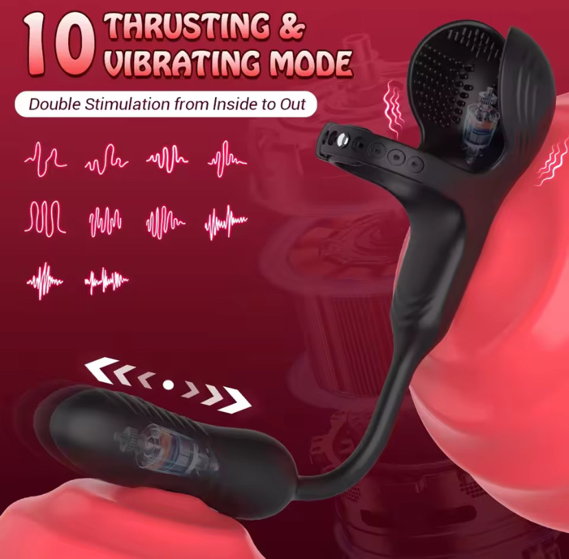 Vibrator Adult Sex Toys Automatic Thrusting Anal Plug Prostate Massager Wireless Remote Cock Ring Testicle Support For Men_img_2