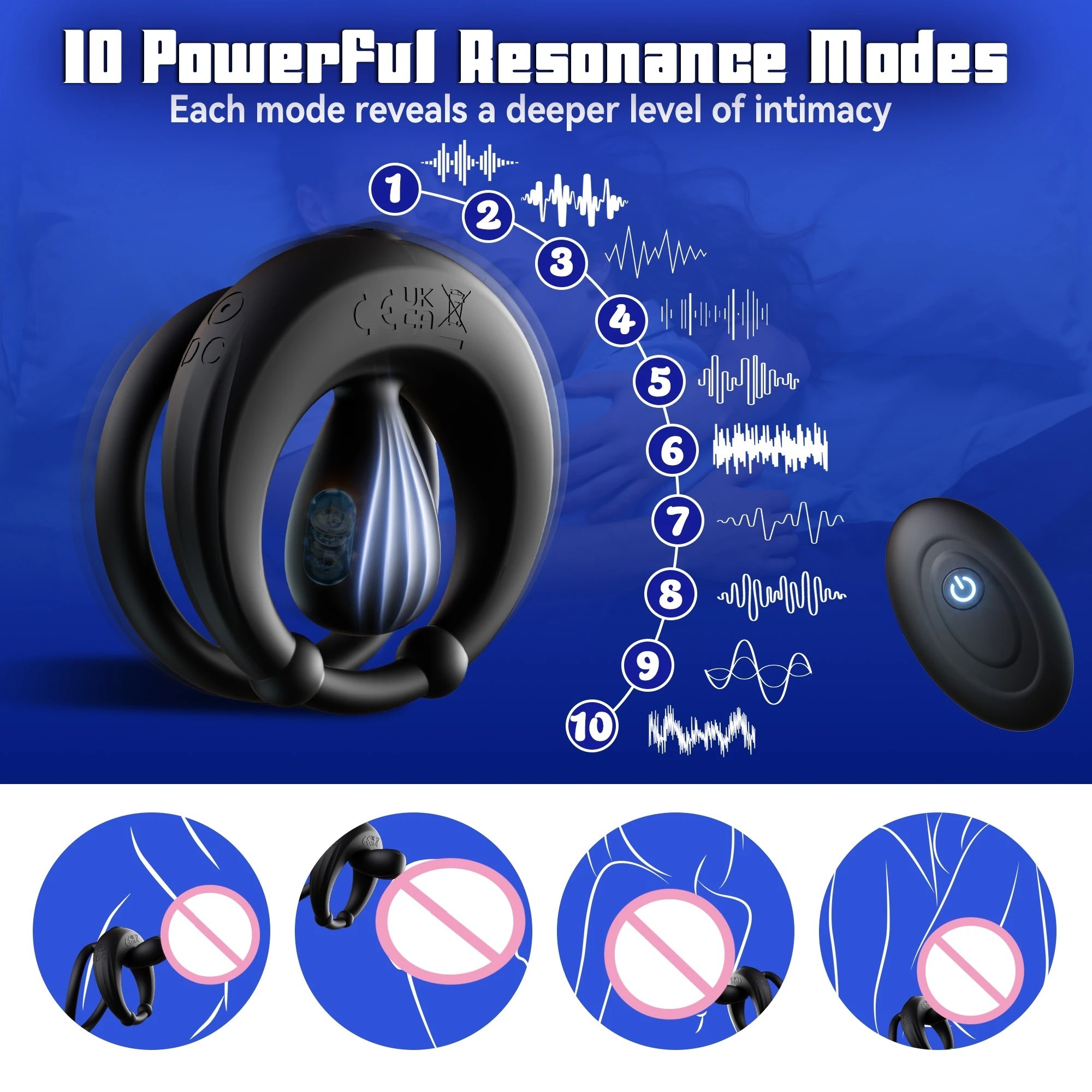 Vibrating Cock Ring Penis Ring Vibrator Clitoris Stimulation Delay Ejaculation Cockring Remote Control Sex Toys for Man_img_5