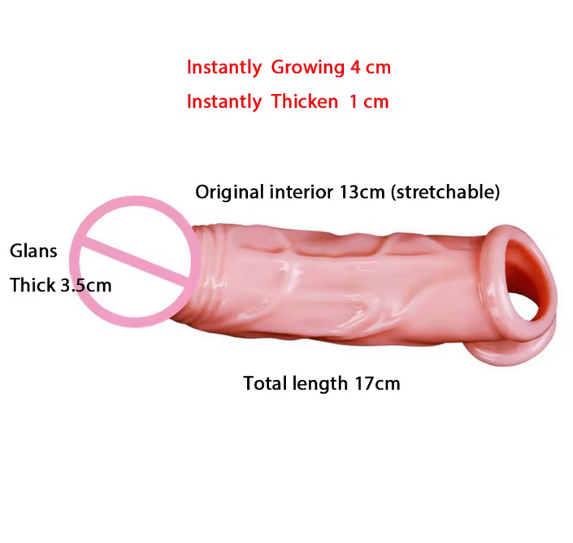 Dildo Extender Reusable Penis Thick Condoms for Men Sleeve Intimate Goods Enlargement Rings Cock Massager Penis Enlargement_img_2