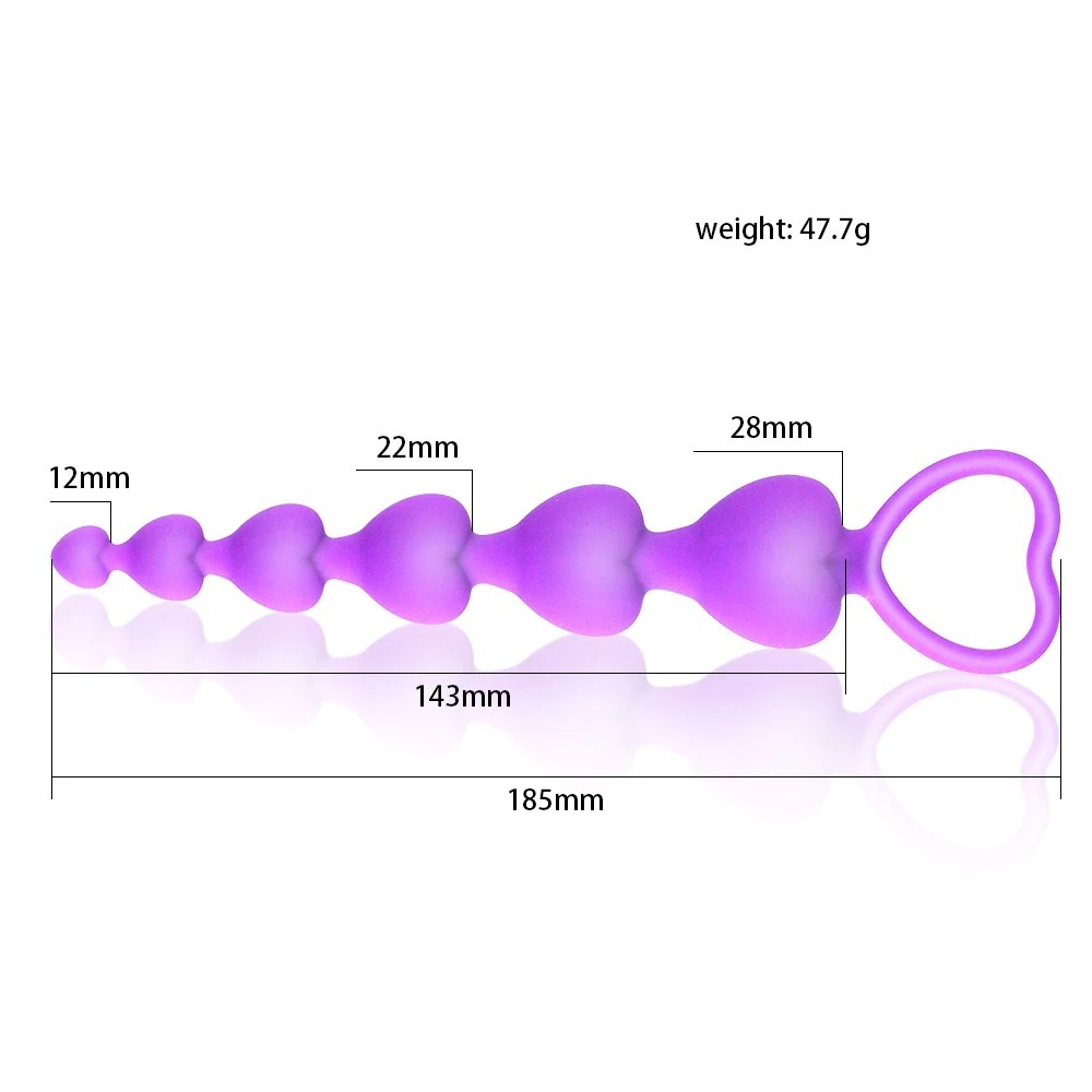 Flexible Silicone Long Anal Beads Butt Plug Heart Shape Waterproof Anal Sex Toy for Man Women Couple No Vibrator Bullet Sex Shop_img_2