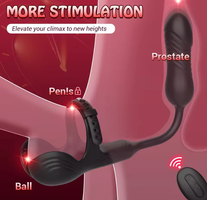Vibrator Adult Sex Toys Automatic Thrusting Anal Plug Prostate Massager Wireless Remote Cock Ring Testicle Support For Men_img_1