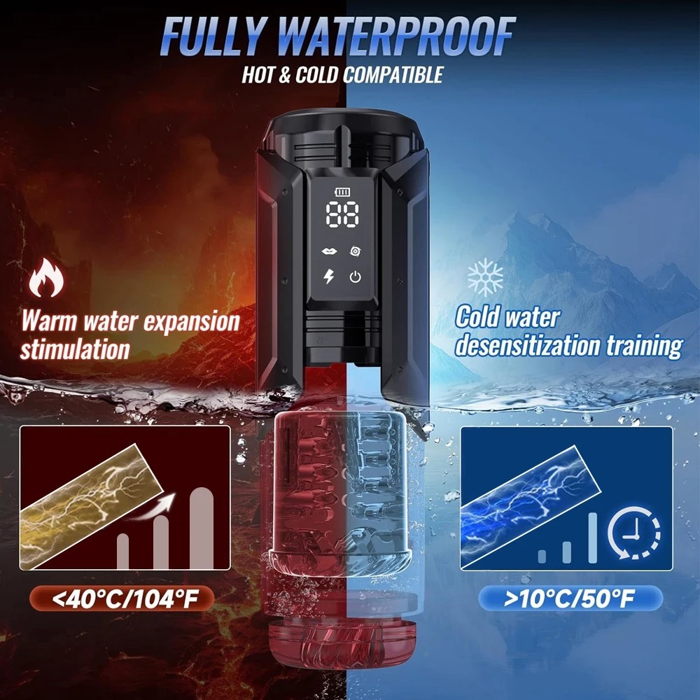 Penis Pump Pocket Pussies With Vacuum Pump LCD Male Masturbator Thrusting Rotating Vibrating Sucking 3D Stroker Mens Sex Toys_img_1
