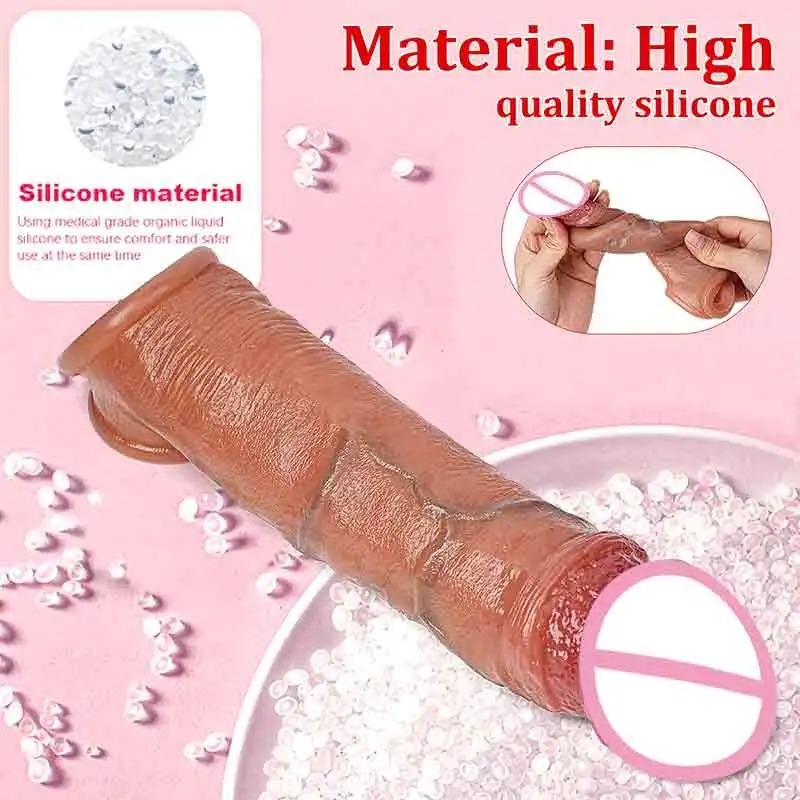 Realistic Penis Sleeve Reusable Condoms Dick Enlargement Delay Ejaculation Extender Dildo Enhancer Male Cock Sex Toys_img_6