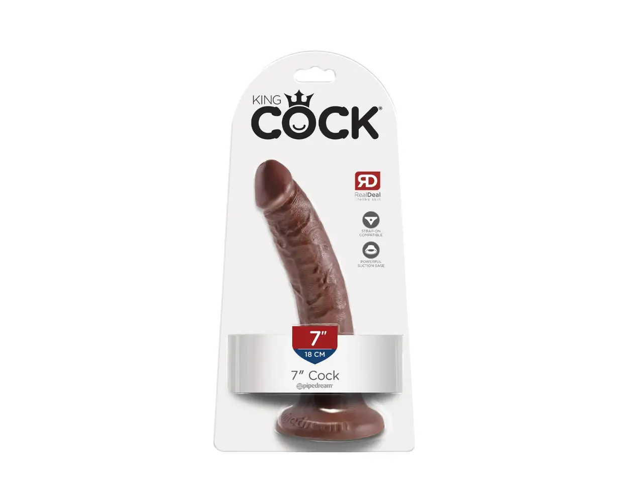 KING COCK - 7-INCH REALISTIC COCK SUCTION CUP DILDO BROWN