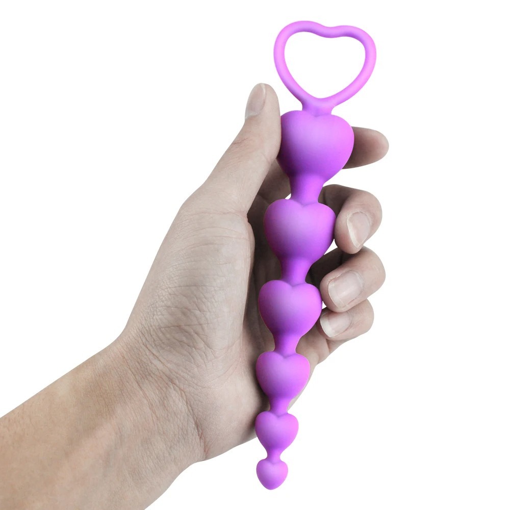 Flexible Silicone Long Anal Beads Butt Plug Heart Shape Waterproof Anal Sex Toy for Man Women Couple No Vibrator Bullet Sex Shop_img_7