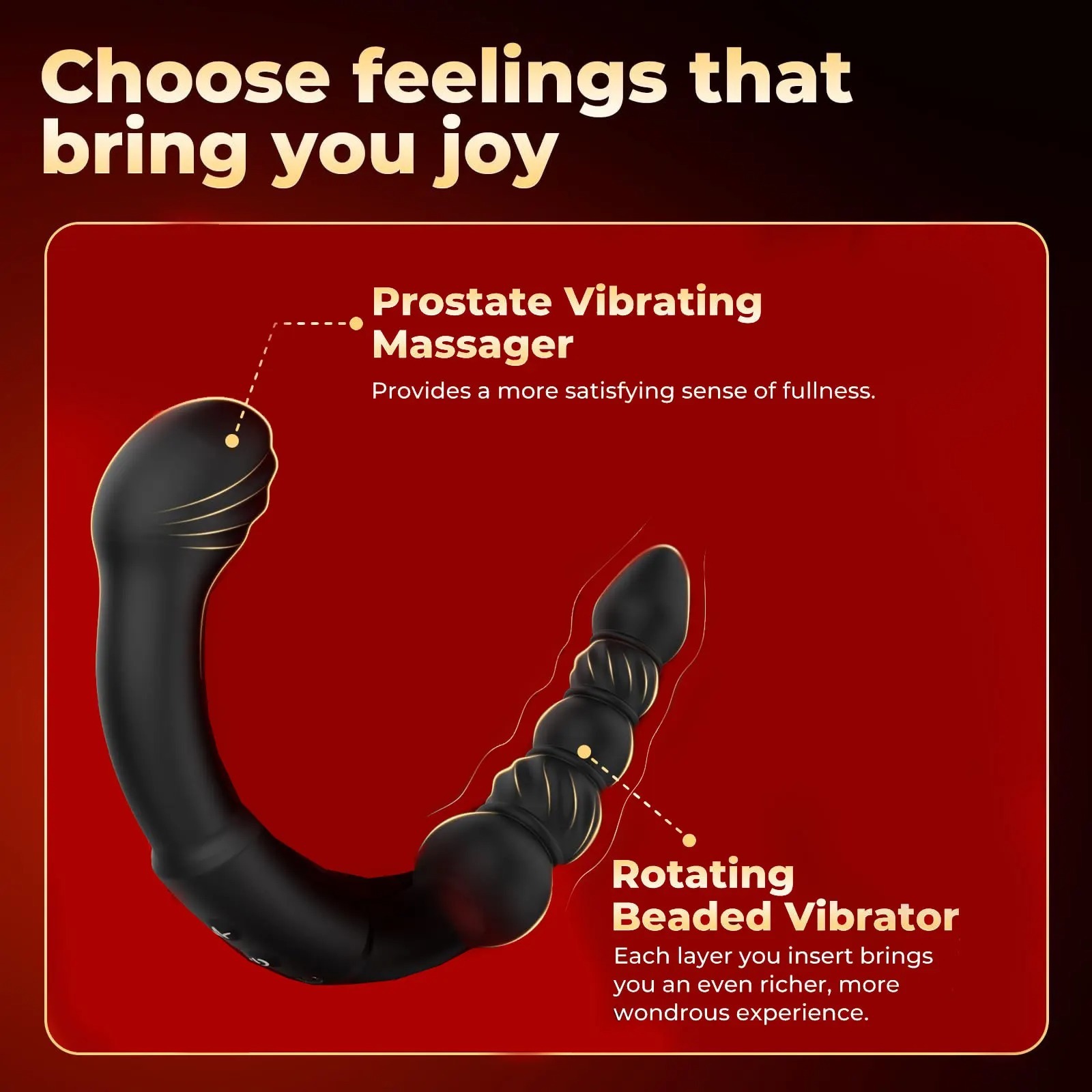 Dual-Ended Vibrating Prostate Massager Curved Anal Dildo Butt Plug Vibrator Rotation Anal Beads Adult Sex Toys for men_img_5