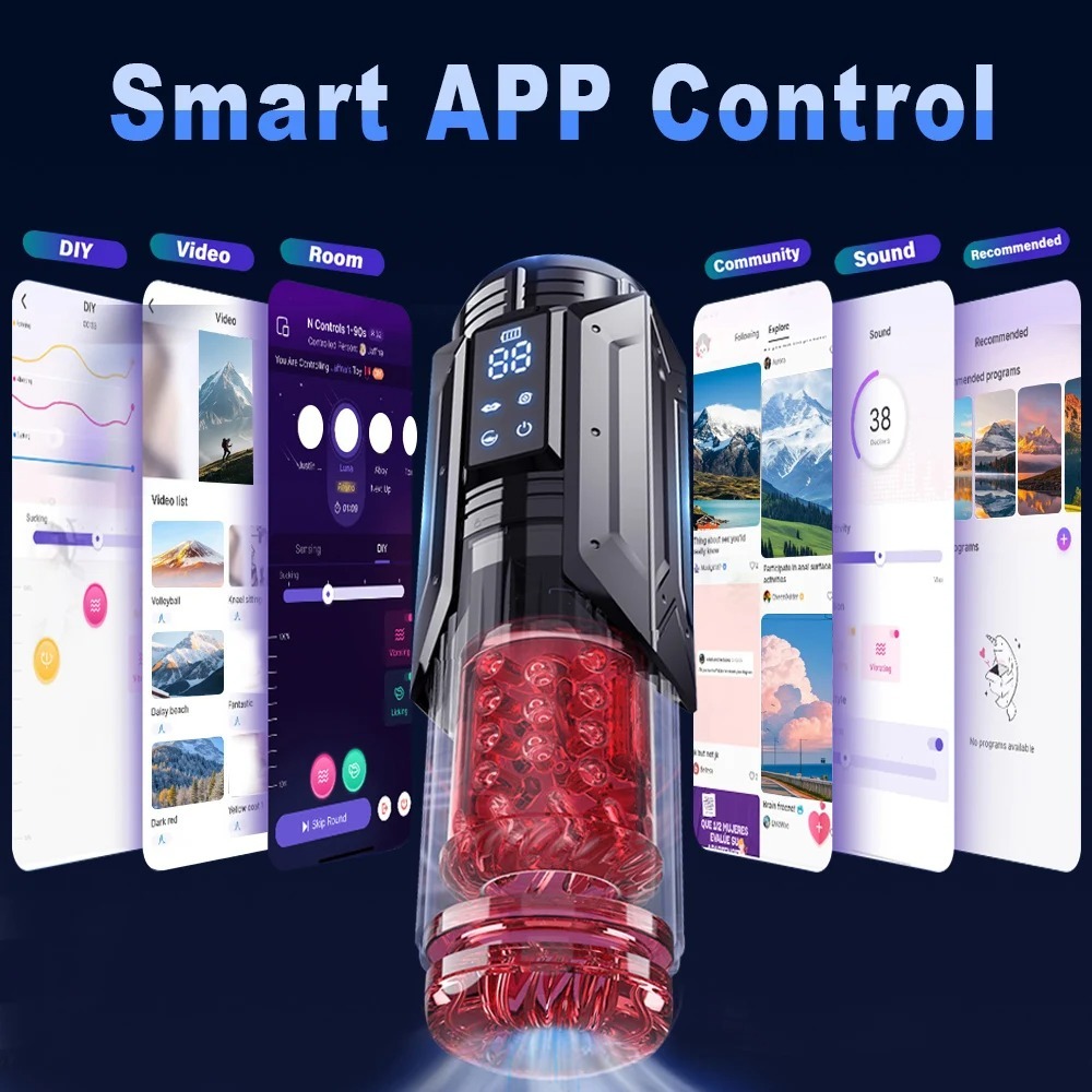 Penis Pump Pocket Pussies With Vacuum Pump LCD Male Masturbator Thrusting Rotating Vibrating Sucking 3D Stroker Mens Sex Toys_img_5