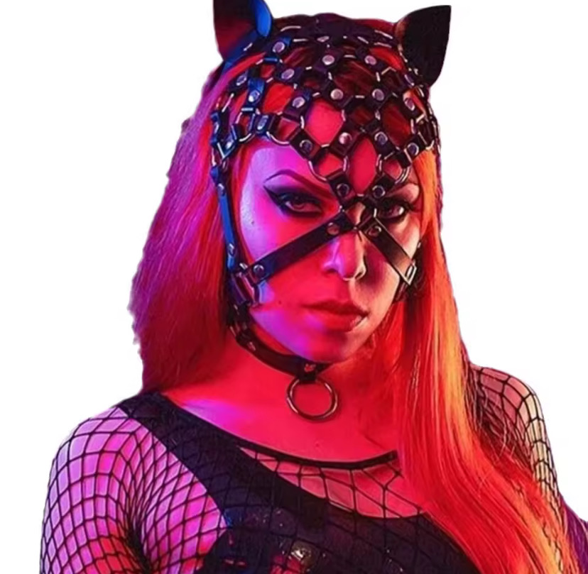 Leather Bondage Training Mask Erotic Hood Sexy Openwork Hood Nightclub Performances Props BDSM Couple Sex_img_4