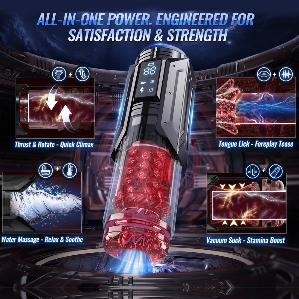 Penis Pump Pocket Pussies With Vacuum Pump LCD Male Masturbator Thrusting Rotating Vibrating Sucking 3D Stroker Mens Sex Toys_img_7