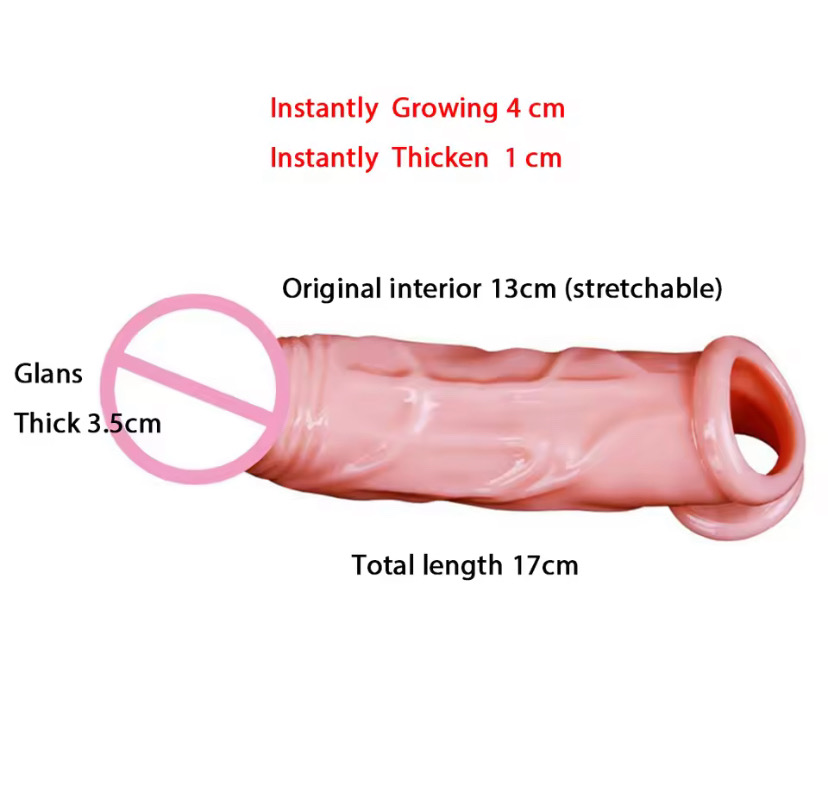 Dildo Extender Reusable Penis Thick Condoms for Men Sleeve Intimate Goods Enlargement Rings Cock Massager Penis Enlargement_img_1