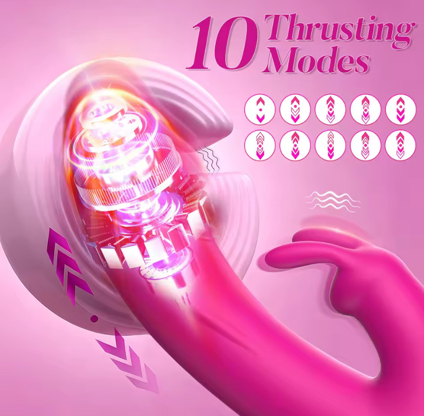 Rabbit Thrusting Vibrator 10 Vibrating Thrusting G Spot Vibrator Anal Dildo with Liquid Silicone Vaginal Massage Adult Sex Toys_img_1