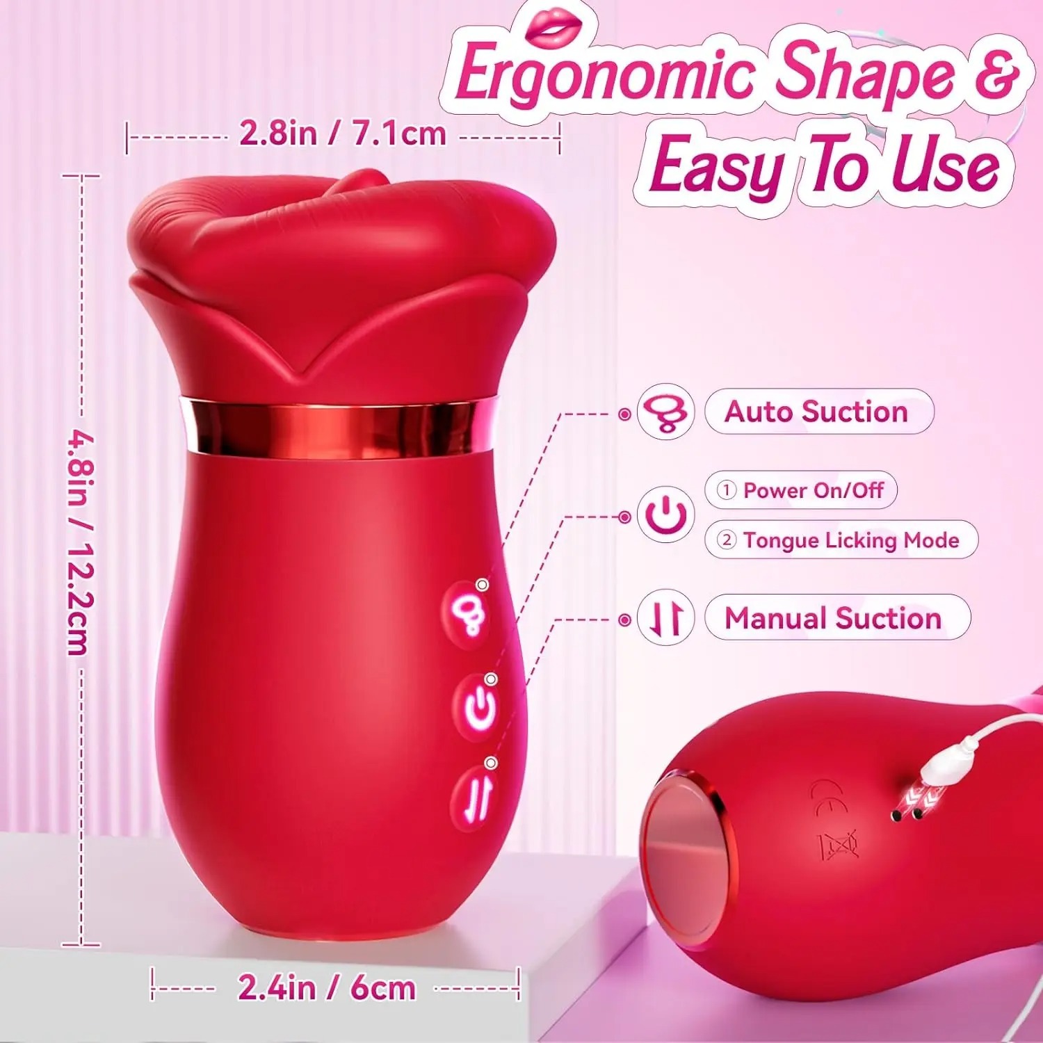 Mouth Sucking Vibrator 10 Tongue Licking Rose Toy Anal Clit Nipple Stimulator Female Couples Sex Toys for Women Adult Sex Games_img_2