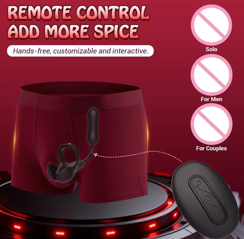Vibrator Adult Sex Toys Automatic Thrusting Anal Plug Prostate Massager Wireless Remote Cock Ring Testicle Support For Men_img_3