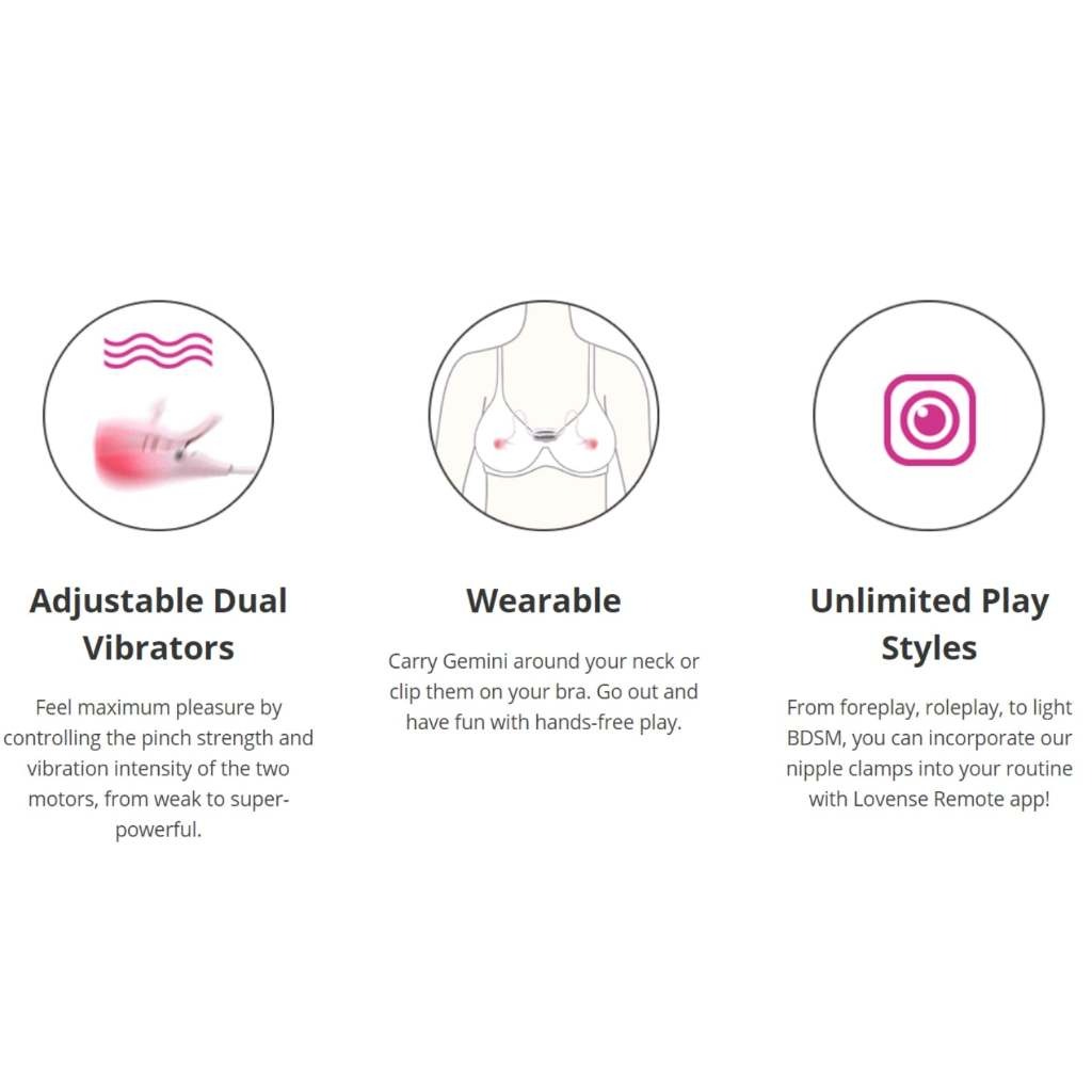 Lovense - Gemini Nipple Vibrator, Adult Female Rechargeable Sex Toys, Adult Interactive Sex Toys - Closing the Distance_img_3