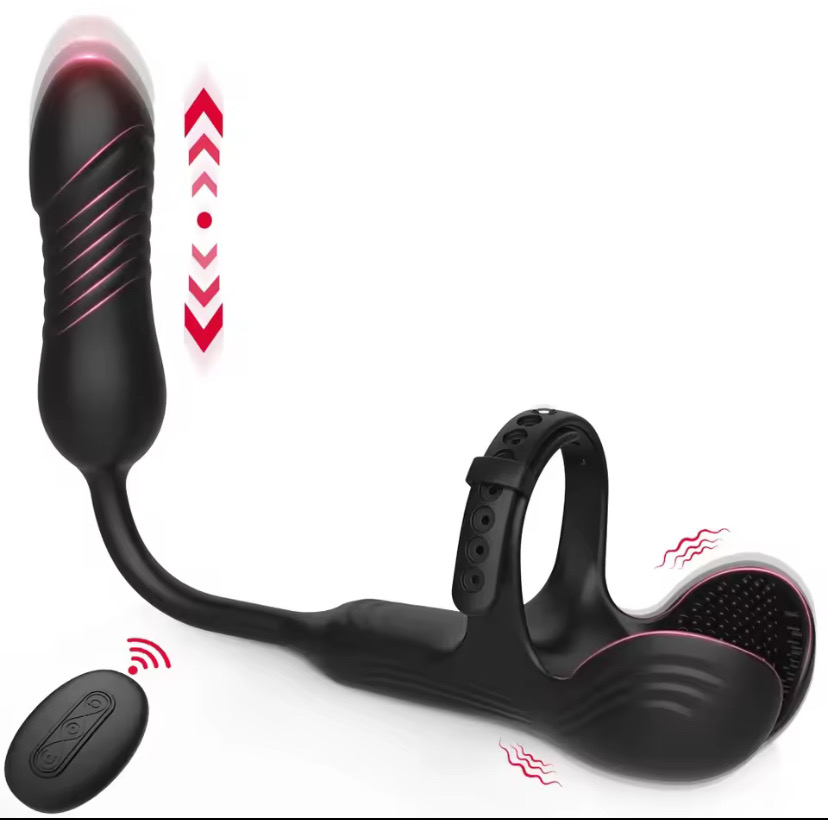 Vibrator Adult Sex Toys Automatic Thrusting Anal Plug Prostate Massager Wireless Remote Cock Ring Testicle Support For Men