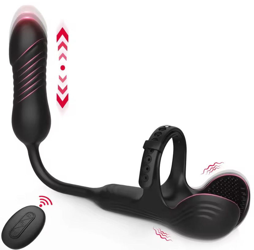 Vibrator Adult Sex Toys Automatic Thrusting Anal Plug Prostate Massager Wireless Remote Cock Ring Testicle Support For Men
