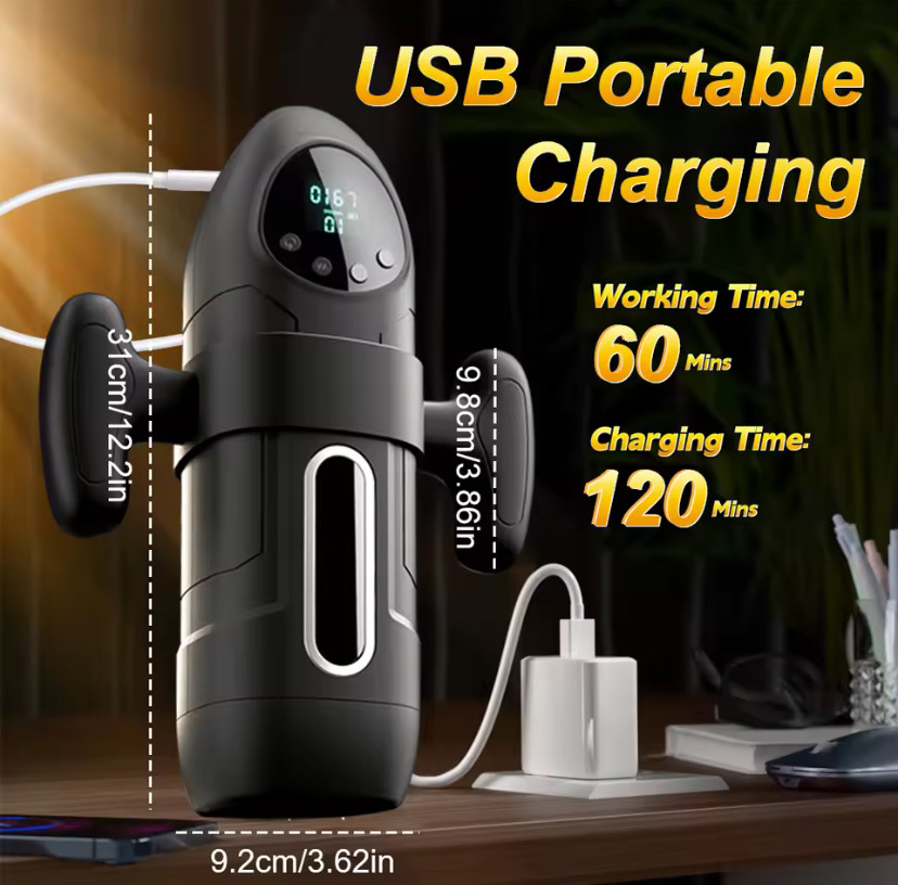 Automatic Male Masturbator Cup Thrusting Vibrating Masturbation Electric Penis Pump with Handle and Phone Mount for Men Sex Toys_img_3