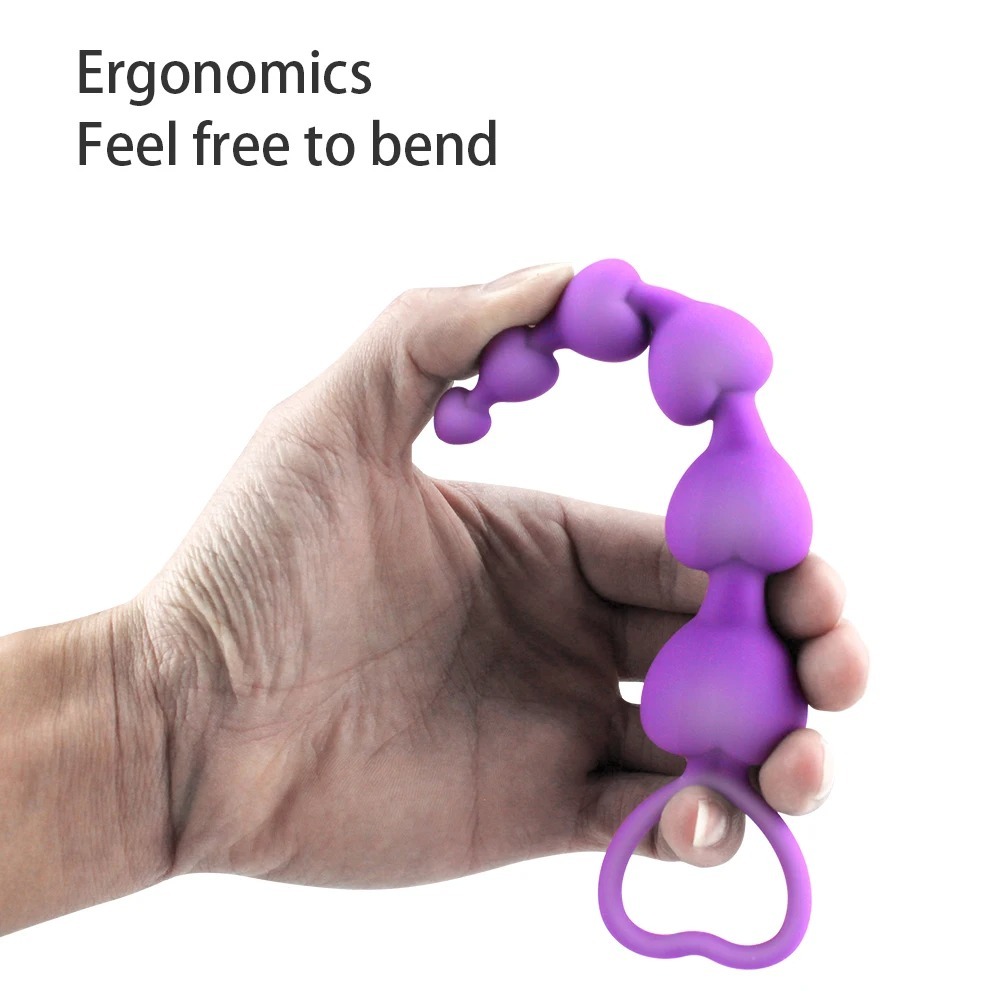 Flexible Silicone Long Anal Beads Butt Plug Heart Shape Waterproof Anal Sex Toy for Man Women Couple No Vibrator Bullet Sex Shop_img_8