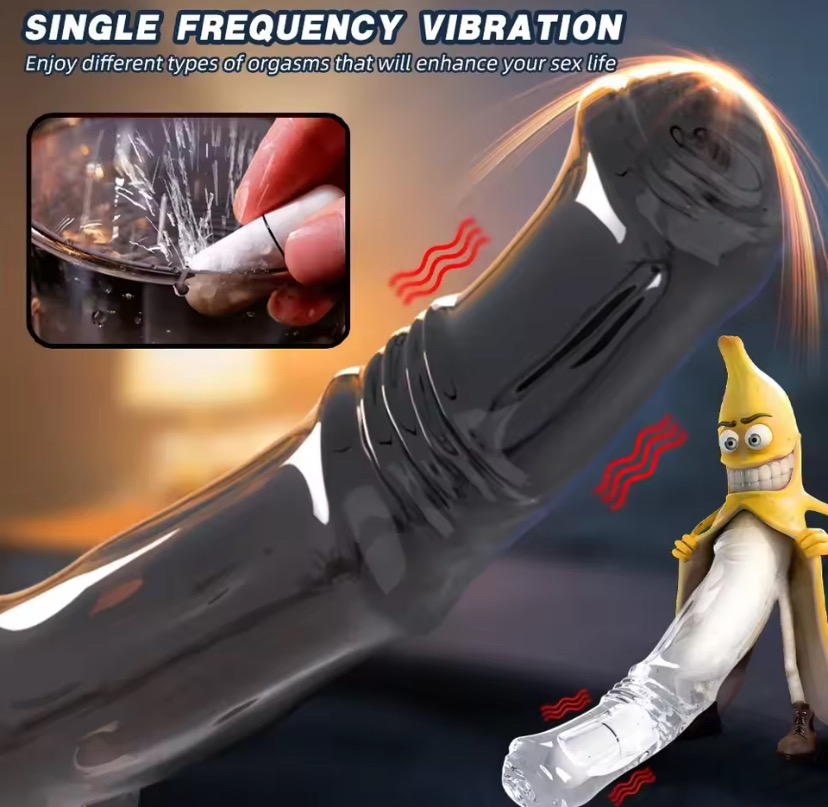Vibrator Penis Enlargement Sleeve Penis Extender 7cm Dick Reusable Condom Delay Ejaculation Sex Toys For Men Sex Products_img_2
