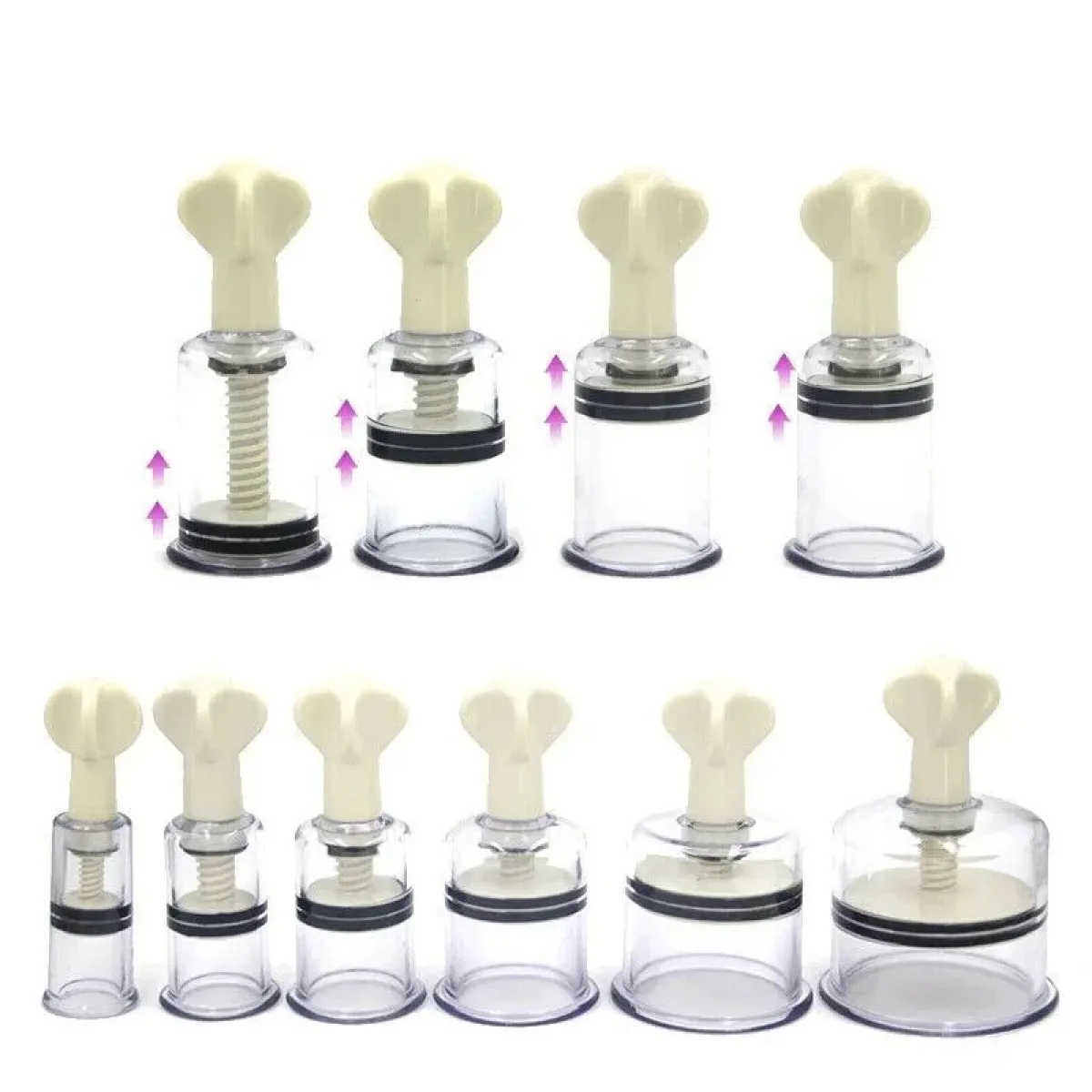 1 Pair Nipple Enlargement Sucker Suction Cupping Vacuum No Pump Body Therapy BDSM Adult Game Sex Toys for Women