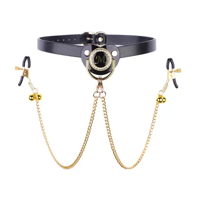Adult Pacifier Mouth Gag with Gold Chain Nipple Clamps Breast Clip Slaves Nipple Clamps Sex Toys For Couples Sex Shop_img_0