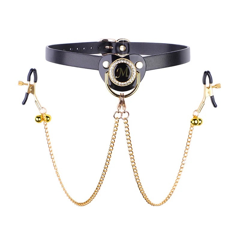 Adult Pacifier Mouth Gag with Gold Chain Nipple Clamps Breast Clip Slaves Nipple Clamps Sex Toys For Couples Sex Shop